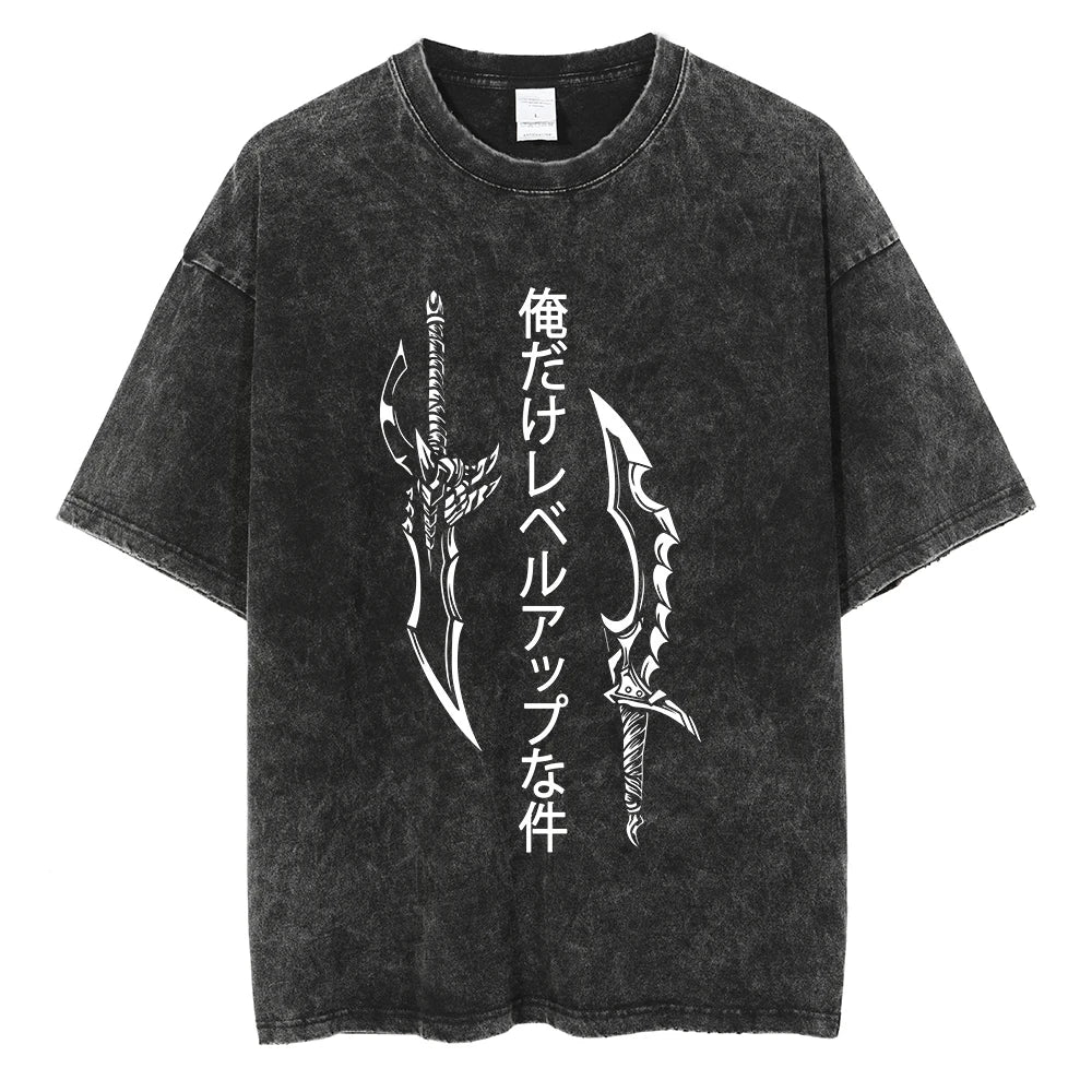 Solo Leveling Shadow's Blade Oversized Vintage T-Shirt